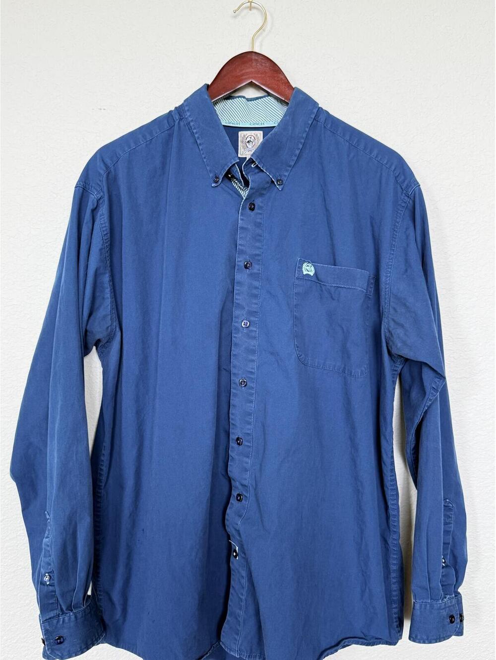 Cinch Men’s Large Blue Button Down Shirt Long Sleeve